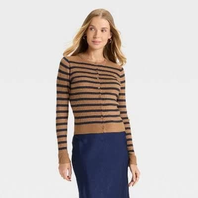 A New Day Women's Ribbed Cuff Cardigan Sweater