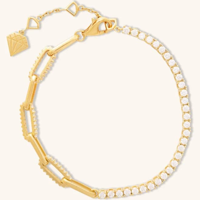 Wanderlust + Co 14K Gold Vermeil Pave Link Tennis Bracelet