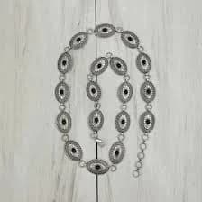 40" Silver & Black Oval Concho Belt