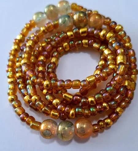 Rainbow and Metallic Gold Stretch Waist Beads