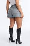 Phenomenal Flirt Pleated Denim Wrap Mini Skort - Vintage Wash | Fashion Nova