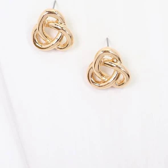 Twisted Knot Stud Earrings Gold