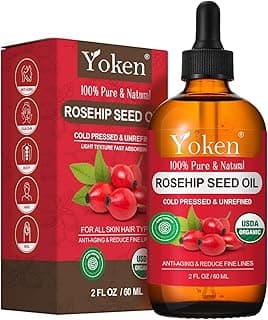Organic Rosehip Seed Oil for Face, 100% Pure and Natural Cold Pressed Unrefined Rosehip Oil Carrier for Skin, Hair & Nails - Lightweight, Fast-Absorbing (2 fl oz)