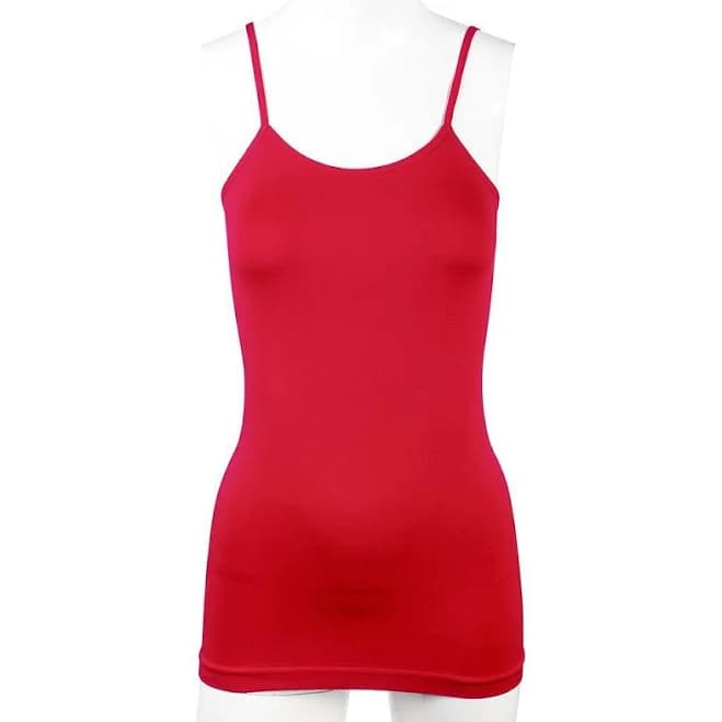 Women's Sexy Scoop Neck Adjustable Spaghetti Strap Fitted Tank Top Double Lined Seamless Cami Sleeveless Shirt