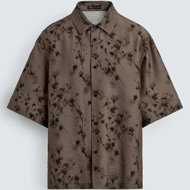 Zara Men's Flowy Abstract Print Shirt