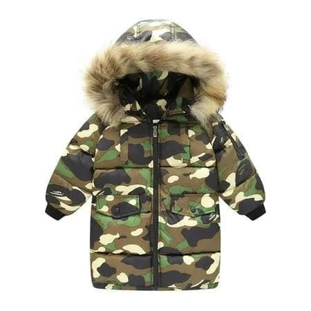 Staki Boy's Winter Coat Waterproof Kids Puffer Jacket Thicken Parka Fleece Snow Outerwear with Hood Kids Winter Jacket(Camouflage,3-4 Years),