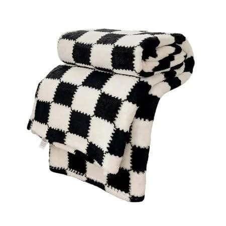 Checkered Blanket, Ultra Soft Cozy Black and White Throw Blanket, Warm Cozy Knit Fuzzy Plush Checkerboard Throw for Couch Bed Sofa, 27.6x39.4 Inches,