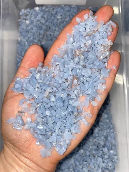 Angelite Stone Chips 5mm to 7mm (1lb bag) Angelite Crystal chips - Angelite tumbled stones - Anhydrite crystal - Anhydrite stone chips
