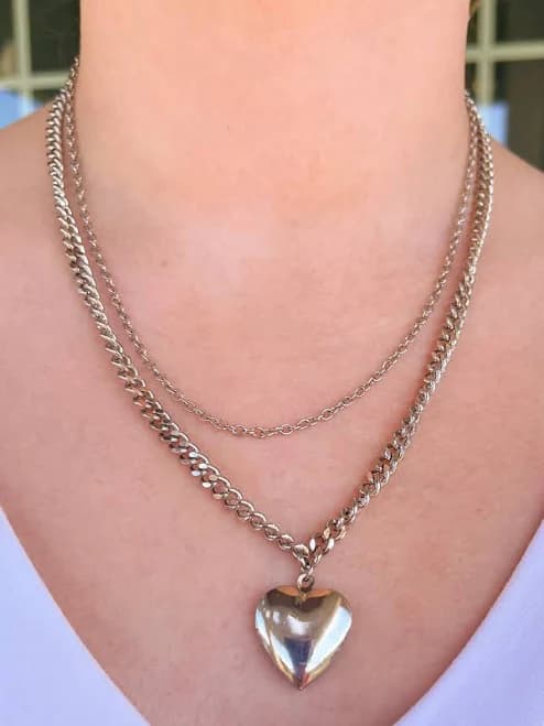 Layered Silver Heart Locket