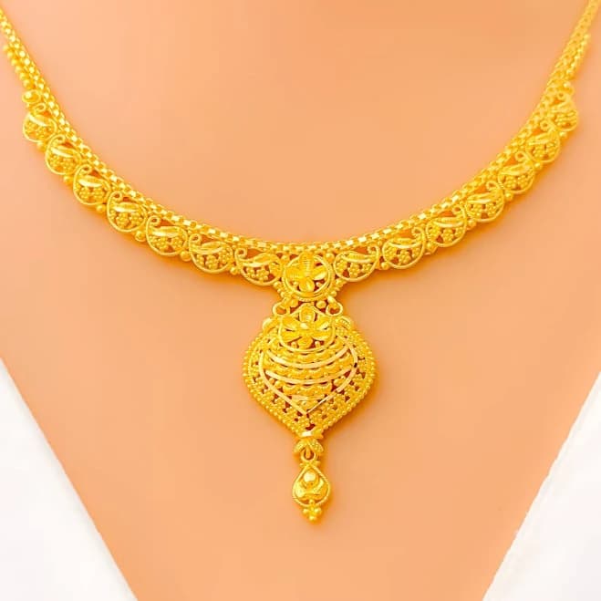 22K Gold Paisley Necklace Set