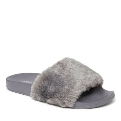 Dearfoams Women's EcoCozy Sustainable Faux Shearling Slide Sandal