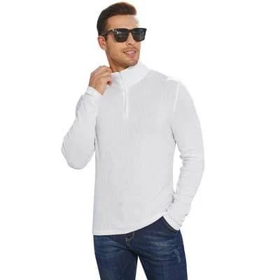 Men's Stylish Quarter Mock Neck Knitted Base Layer Top