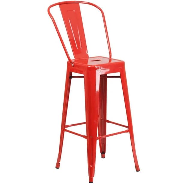 Flash Furniture 30" High Metal Indoor-Outdoor Barstool with Back