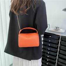 Mepaouo Women's Chain Shoulder Crossbody Bag Top Handle Satchel Trendy Leather Tote Handbag(Orange) - Walmart Business Supplies