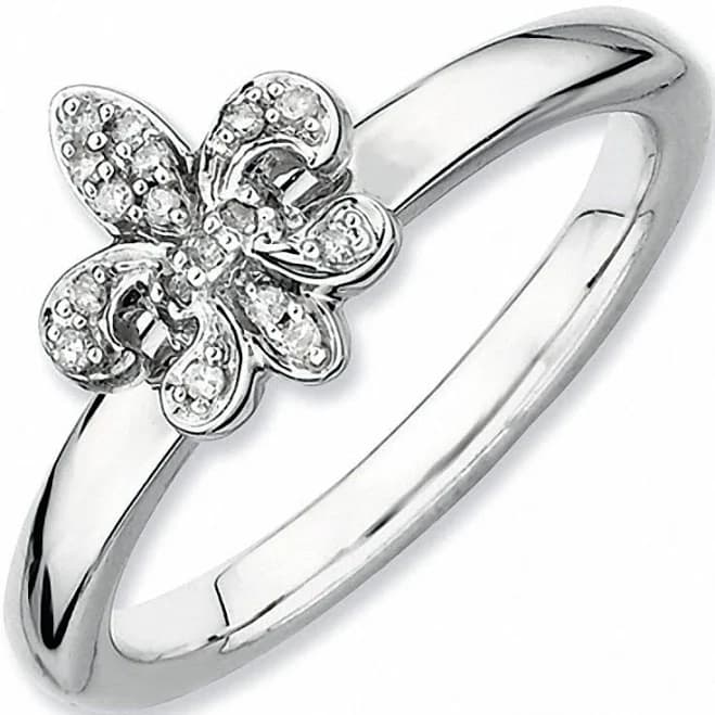 Zales Sterling Silver Diamond Fleur-De-Lis Ring
