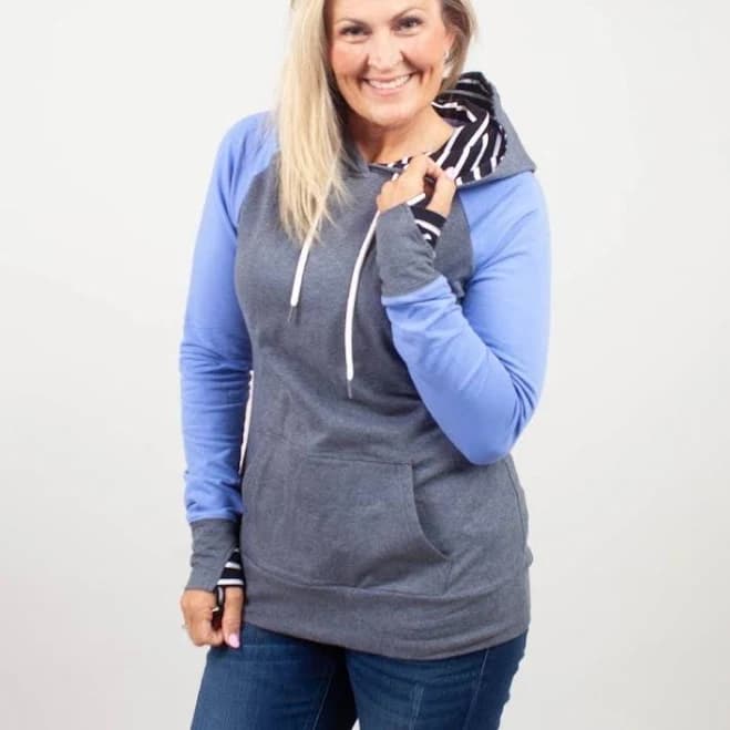 Jamie Blue Women's Soft Cotton Hoodie with Thumbholes