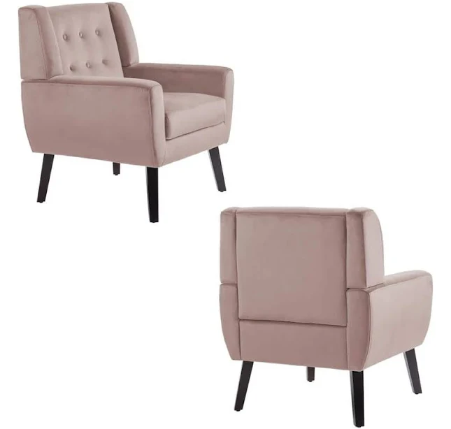 Uixe Mid-Century Modern Button Velvet Accent Armchair set of 2