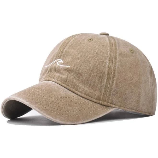 Wave Ripple Embroidery Baseball Cap Washed Cotton Snapback Hat For Men