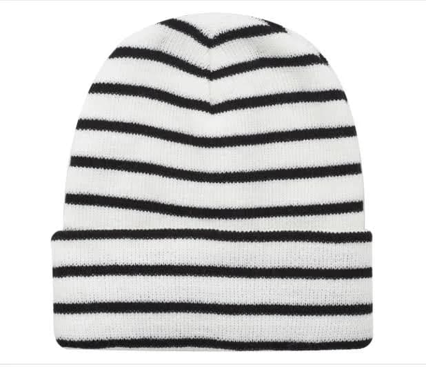 Unisex Fashion Striped Beanie Cuffed Winter Warm Cozy Chunky Rib Knit Hat