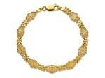 14k Yellow Gold Textured Fancy Floral Link Bracelet - 16S9VA | JTV