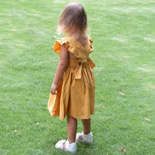 Amazon.com: KAGAYD Girls Formal Dress Kids Girls Toddler Soild Cotton Ruffle Boeknot Sleeveless Princess Dresses for Girls Clothes (Yellow, 5-6 Years) : Sports & Outdoors
