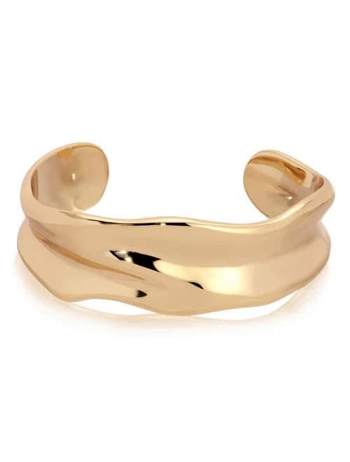 Ettika Wavy Days Cuff Bracelet in 18k Gold Plated