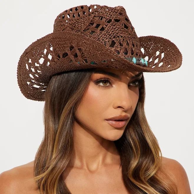 Fashion Nova Women's Off The Coast Straw Cowboy Hat