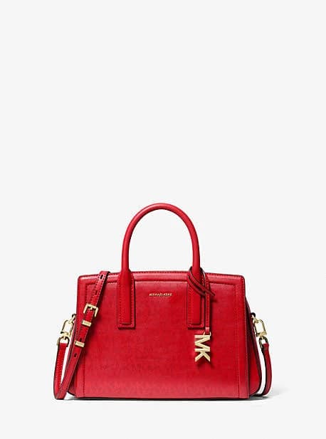 MICHAEL Michael Kors Laila Small Metallic Signature Logo Satchel