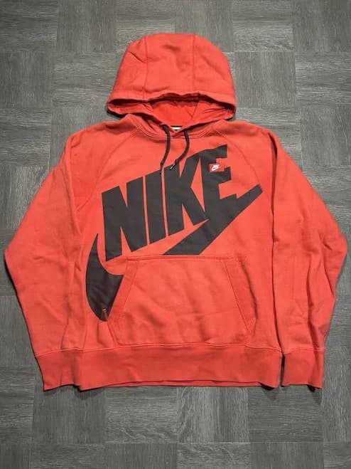 Nike Athletic Dept Sweatshirt Hoodie Big Logo Men's Small Red Orange