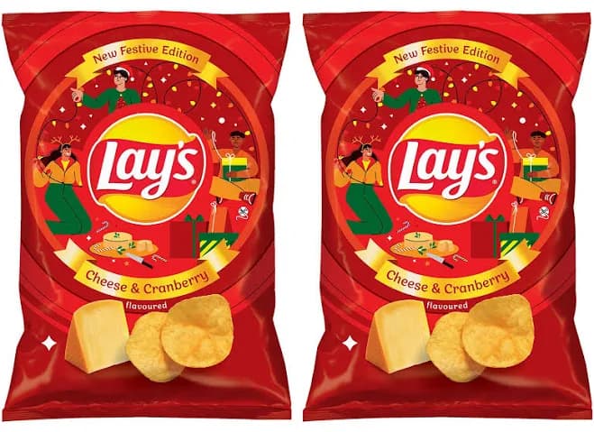 2 LAYS CHEESE & CRANBERRY Flavor Potato Chips Festive Edition Bags 130g