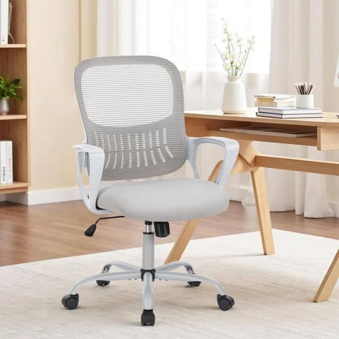 Wonder Comfort Gray Ergonomic Office Mesh Computer Desk Swivel Task Chair
