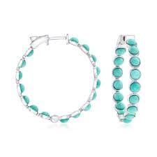 Turquoise Inside-Outside Hoop Earrings in Sterling Silver | Ross Simons