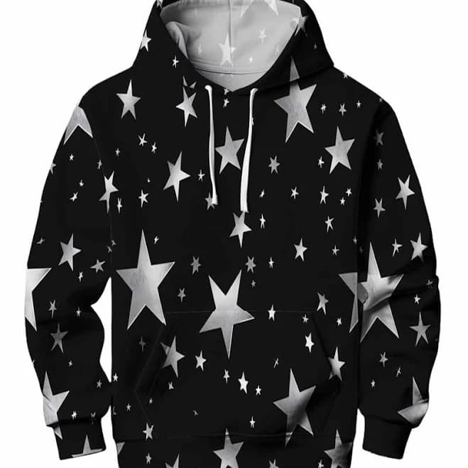 Men's Oversized Star Print Hoodie