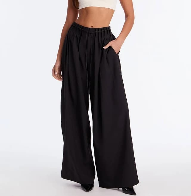 Fashion Nova Women's High Rise Wide Leg Pleated Pants