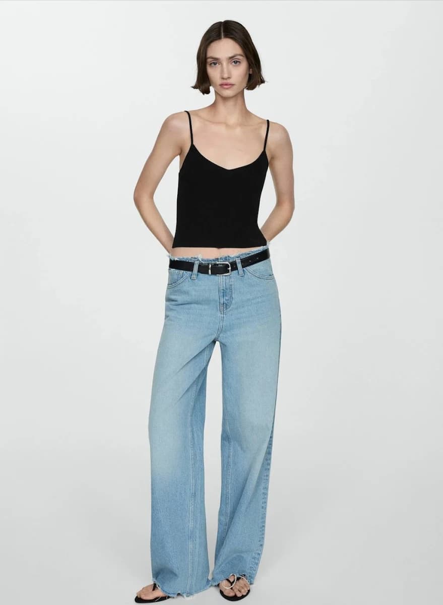 MANGO Ribbed Top with Thin Straps