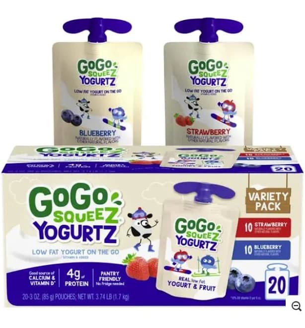GoG'o Squee'Z Yogurt Pouches Strawberry and Blueberry Variety Pack