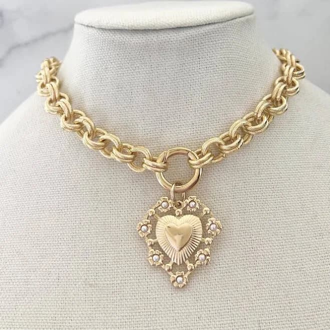Chunky Heart Gold Necklace