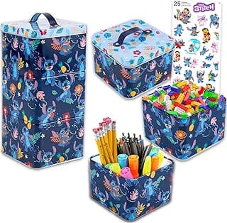Lilo & Stitch Stack Store And Carry Stackable Tin Box Set - Bundle of Disney 3 Stack Storage Containers and Stickers | Stitch Canisters for Storage