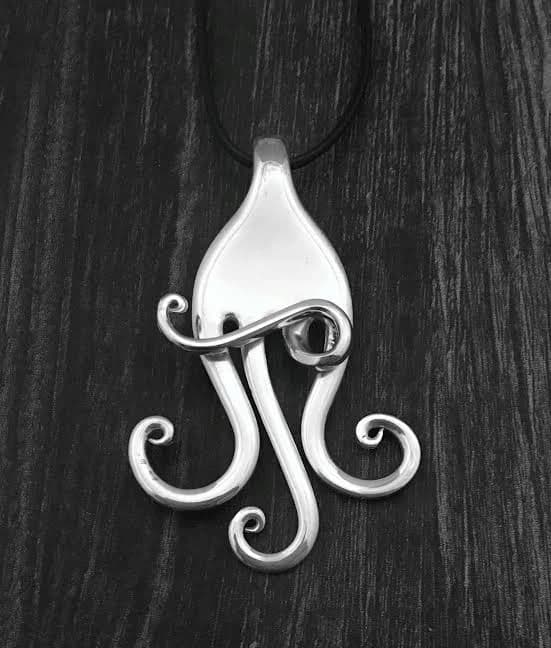 Antique Silver Recycled Vintage Flatware Fork Pendant Necklace