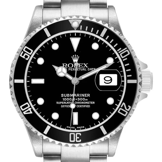 Rolex Submariner Date Black Dial Steel Mens Watch 16610 at SwissWatchExpo