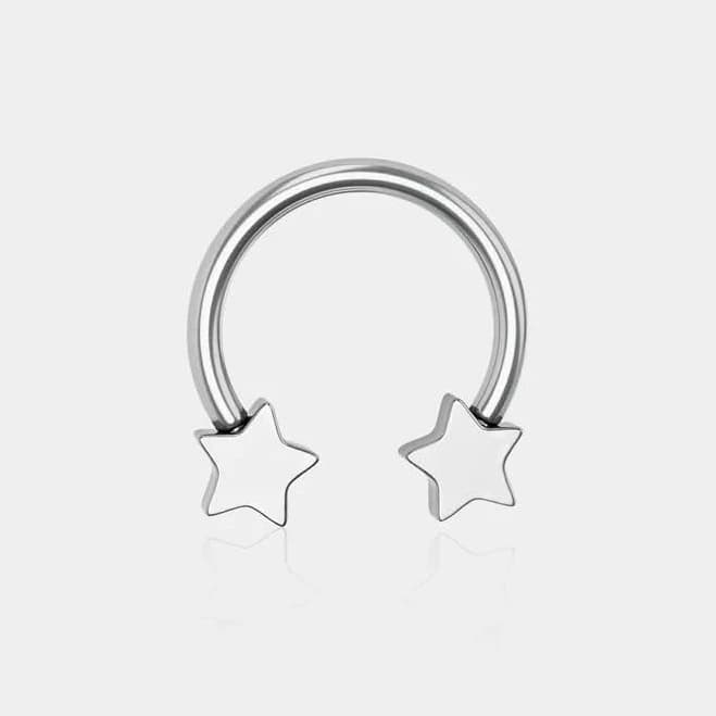 16G Titanium Septum Horseshoe with Star Ends