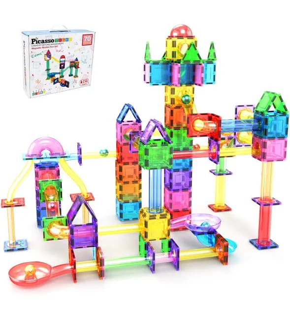 PicassoTiles Magnetic Marble Run Set 70 Pcs