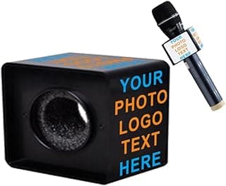 Custom Microphone Logo Live Equipment Box Cube Triangle Interview Box Karaoke mic Flags (Black Square)