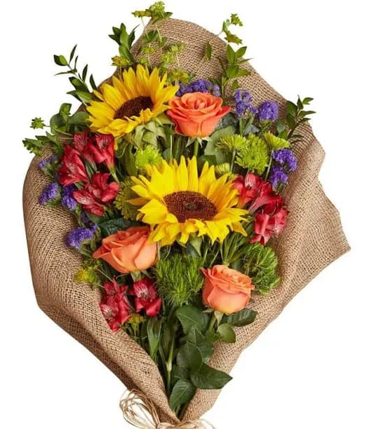 Hand-Crafted Bouquet in Brown Paper Wrap