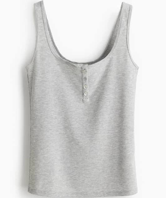 H&M Ladies Ribbed Button-Top Tank Top