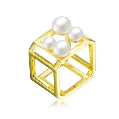 14K Gold Plated Sterling Silver Freshwater Pearl Ring Set