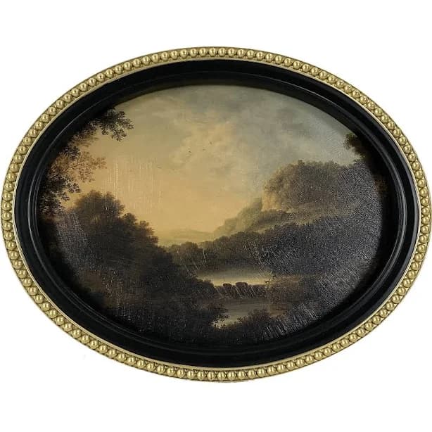 Home Decor Collection Gold Metro Beaded Oval Framed Landscape Wall Art