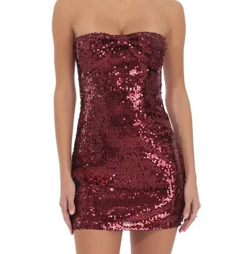 Strapless Sequin Bow Dress