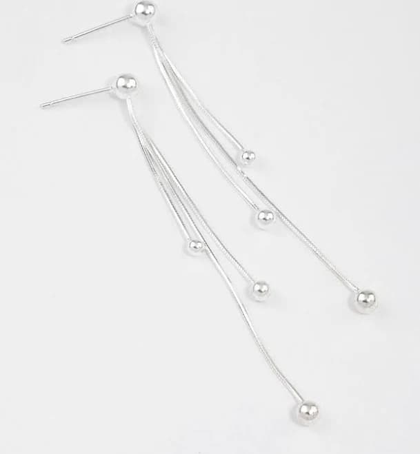 Lovisa Sterling Silver Dangle Chain Ball Drop Earrings