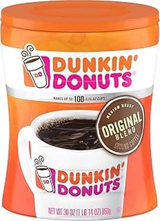 Dunkin' Donuts Original Blend Ground Canister Coffee, Medium Roast, Case Of 4, 30 Oz Per Canister